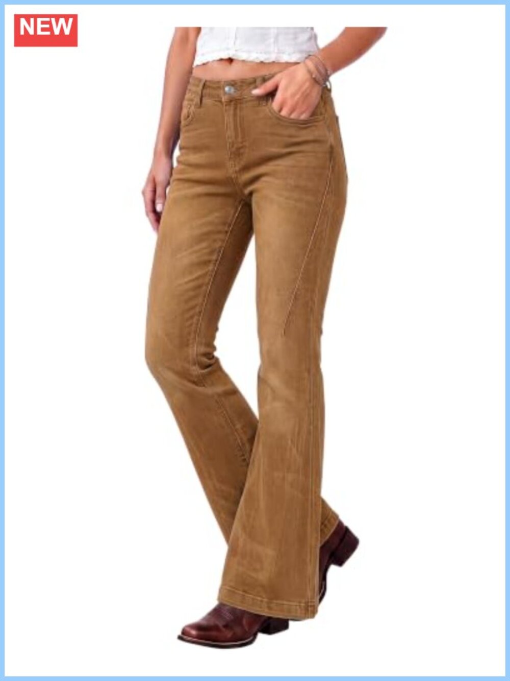Mid Rise Flare Jeans Bootcut Denim Stretch Distressed